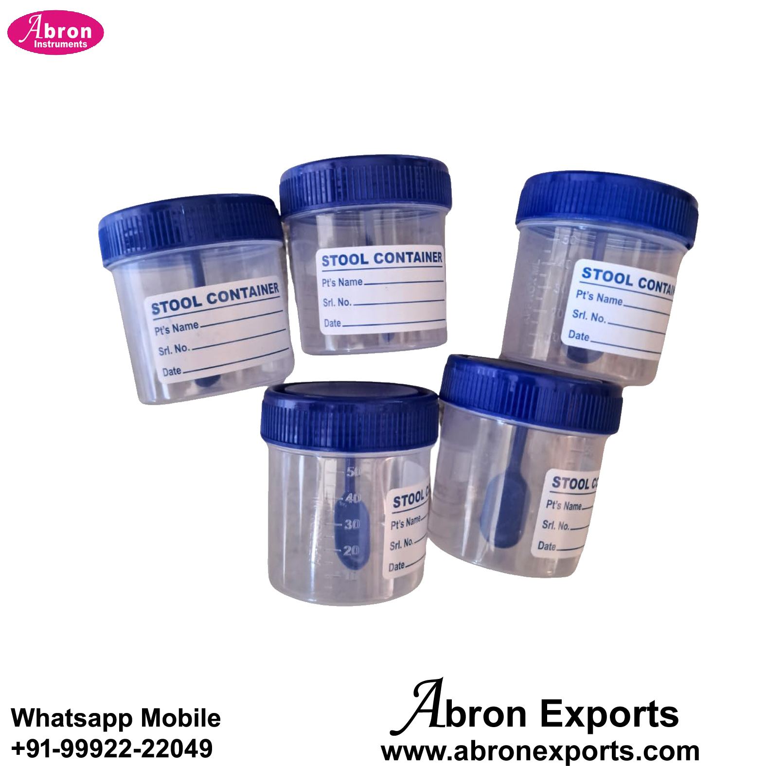 Stool Container Faecal Container 50ml With Spoon 100pc Abron ABM-2302ST50 